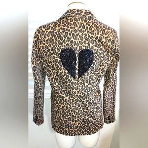 A.Z.I New York Leopard Print Jacket with Bejeweled Heart NWT